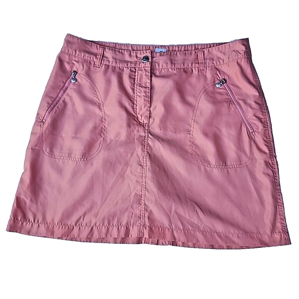 Daily Sports Sweden Coral Orange Women’s Skort Sz12 Golf Skirt Zipped Pockets EC